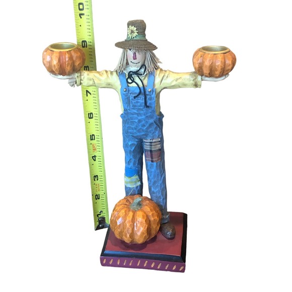 Halloween Fall‎ Thanksgiving Creepy Hollow Midwest wood Scarecrow Candle Holders - Picture 10 of 13